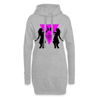 Silhouette de fille de fête célébrant la consommation d’alcool - Sweat-shirt à capuche long Femme - gris chiné - Devant