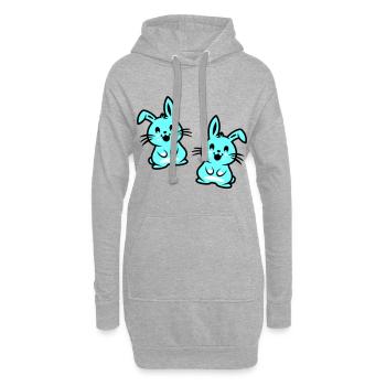 Osterhase Ostern - Hoodie-Kleid - Grau meliert - Vorne