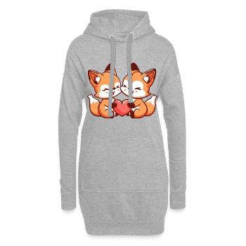 Fox Couple Amour Couple Amoureux - Sweat-shirt à capuche long Femme - gris chiné - Devant