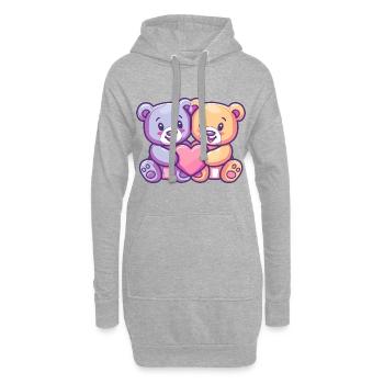 Bär Paar Liebe Couple Verliebt - Hoodie-Kleid - Grau meliert - Vorne