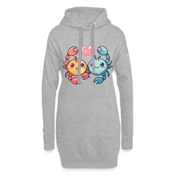 Krebs Paar Liebe Couple Verliebt - Hoodie-Kleid - Grau meliert - Vorne