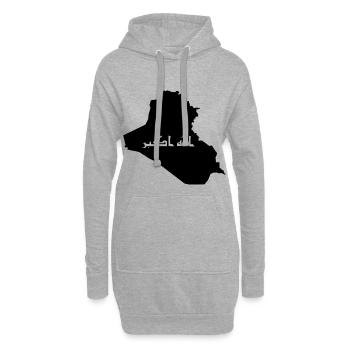 Irak Iraq T-Shirt mit arabischer Schrift - Hoodie-Kleid - Grau meliert - Vorne