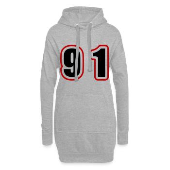 91 Nombre Collège - Sweat-shirt à capuche long Femme - gris chiné - Devant