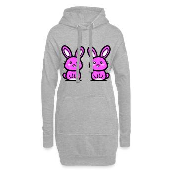 Osterhase Ostern - Hoodie-Kleid - Grau meliert - Vorne