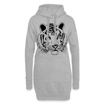 Tigre - Sweat-shirt à capuche long Femme - gris chiné - Devant