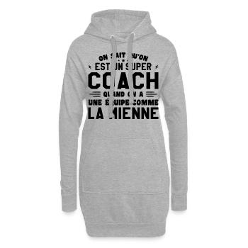 On Sait Qu'on Est Un Super Coach - Sweat-shirt à capuche long Femme - gris chiné - Devant