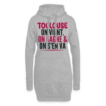 Rugby Toulouse Humour Cadeau Supporter Rugby - Sweat-shirt à capuche long Femme - gris chiné - Devant