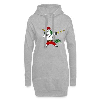 Christmas unicorn dabing Santa Claus - Hoodie Dress - heather grey - Front
