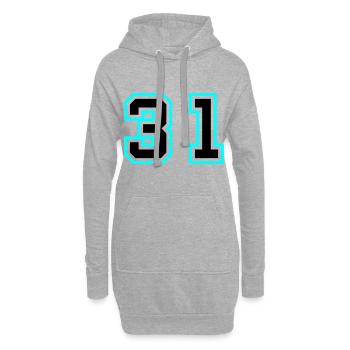 31 Symbole numérique - Sweat-shirt à capuche long Femme - gris chiné - Devant