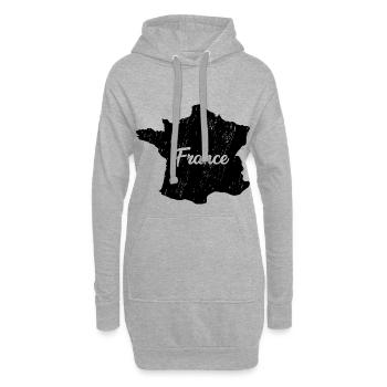 Frankreich Shirt - Hoodie-Kleid - Grau meliert - Vorne