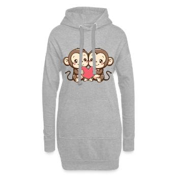 Singe Couple Amour Couple Amoureux - Sweat-shirt à capuche long Femme - gris chiné - Devant