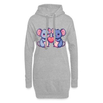 Maus Paar Liebe Couple Verliebt - Hoodie-Kleid - Grau meliert - Vorne