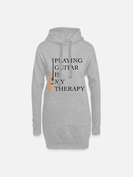 Gitarre - Gitarre spielen ist meine Therapie - Hoodie-Kleid - Grau meliert