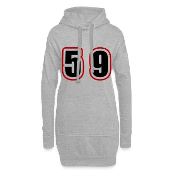 59 Nombre Collège - Sweat-shirt à capuche long Femme - gris chiné - Devant