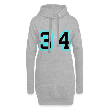 34 Zahl symbol - Hoodie-Kleid - Grau meliert - Vorne