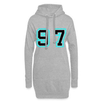 97 Symbole numérique - Sweat-shirt à capuche long Femme - gris chiné - Devant