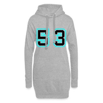 53 Zahl Symbol - Hoodie-Kleid - Grau meliert - Vorne