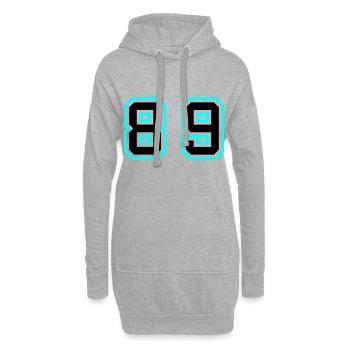 89 Zahl Symbol - Hoodie-Kleid - Grau meliert - Vorne