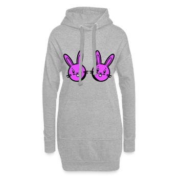 Osterhase Ostern - Hoodie-Kleid - Grau meliert - Vorne