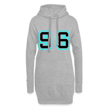 96 Symbole numérique - Sweat-shirt à capuche long Femme - gris chiné - Devant