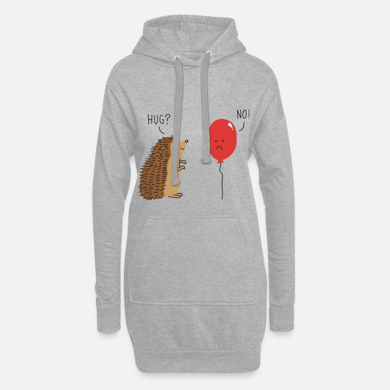 Süßer Igel Hugs Ballon Geschenkidee - Hoodie-Kleid - Grau meliert