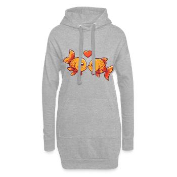 Poisson rouge Couple Amour Couple Amoureux Poissons - Sweat-shirt à capuche long Femme - gris chiné - Devant