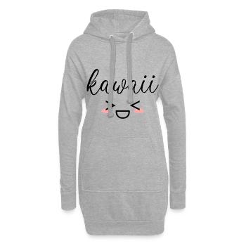 Kawaii - Sweat-shirt à capuche long Femme - gris chiné - Devant