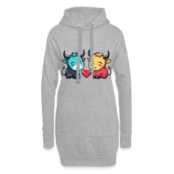 Taureau Couple Amour Couple Amoureux - Sweat-shirt à capuche long Femme - gris chiné - Devant