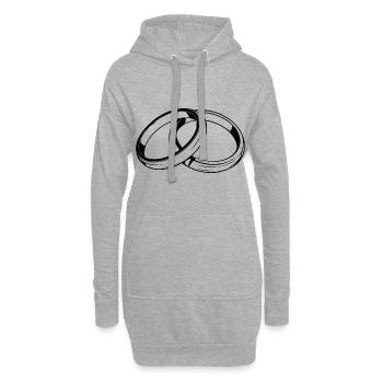 Alliances symbole silhouette mariage - Sweat-shirt à capuche long Femme - gris chiné - Devant