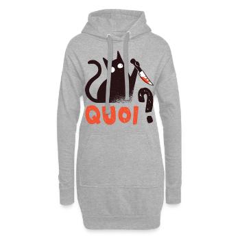 Quoi Chat Noir Meurtrier avec Couteau Cadeau Chat - Sweat-shirt à capuche long Femme - gris chiné - Devant