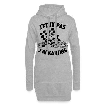 J'peux pas j'ai karting Cadeau - Sweat-shirt à capuche long Femme - gris chiné - Devant