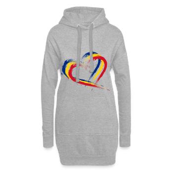 Drapeau, de, Romania., Roumanie, couleurs - Sweat-shirt à capuche long Femme - gris chiné - Devant
