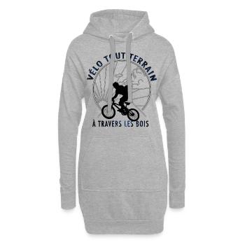 Vélo tout terrain à travers les bois - Sweat-shirt à capuche long Femme - gris chiné - Devant