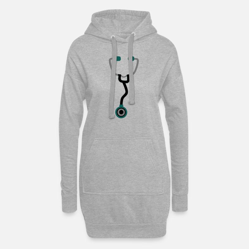 stéthoscopes - Sweat-shirt à capuche long Femme - gris chiné