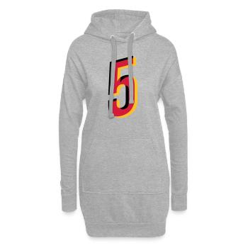Numéro 5 Allemagne Numéro de maillot Noir Rouge Or - Sweat-shirt à capuche long Femme - gris chiné - Devant