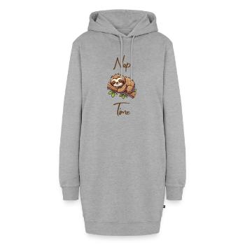 Nap time Schlafenszeit Faultier - Hoodie-Kleid - Grau meliert - Vorne