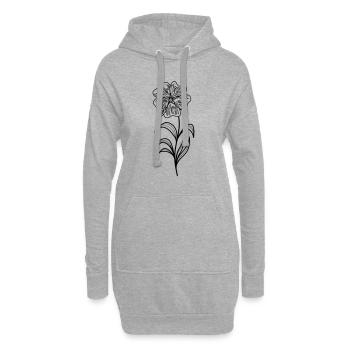 fleur - Sweat-shirt à capuche long Femme - gris chiné - Devant