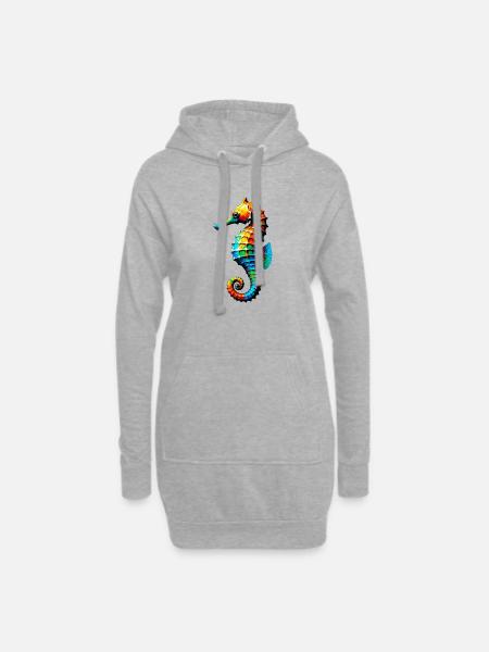 Seepferdchen - Hoodie-Kleid - Grau meliert