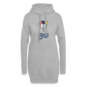 50. 50 ANS. 50e ANNIVERSAIRE. ANNIVERSAIRE 50 ANS. - Sweat-shirt à capuche long Femme - gris chiné - Devant