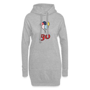 50. 50 ANS. 50e ANNIVERSAIRE. ANNIVERSAIRE 50 ANS. - Sweat-shirt à capuche long Femme - gris chiné - Devant