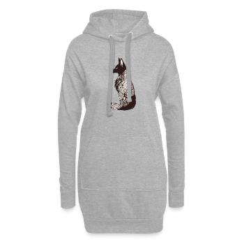 Komplizierte Fuchssilhouette mit floralen Mustern - Hoodie-Kleid - Grau meliert - Vorne