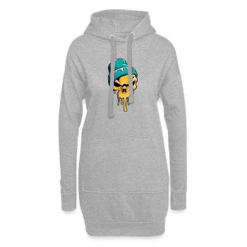 Totenkopf Skelett Style Urban - Hoodie-Kleid - Grau meliert - Vorne