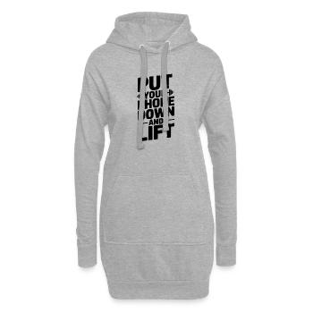 Legen Sie Ihr Telefon weg und heben Sie es an - Hoodie-Kleid - Grau meliert - Vorne