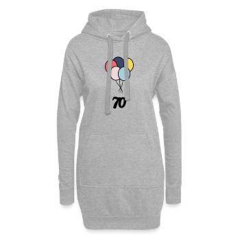 70. 70 ANS. 70e ANNIVERSAIRE. ANNIVERSAIRE 70 ANS. - Sweat-shirt à capuche long Femme - gris chiné - Devant