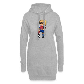 Fußball Mädchen USA Amerika Fan Amerikanisch - Hoodie-Kleid - Grau meliert - Vorne
