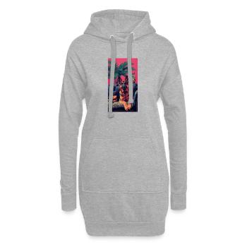 Neonhund und Eule in den Tropen - Hoodie-Kleid - Grau meliert - Vorne