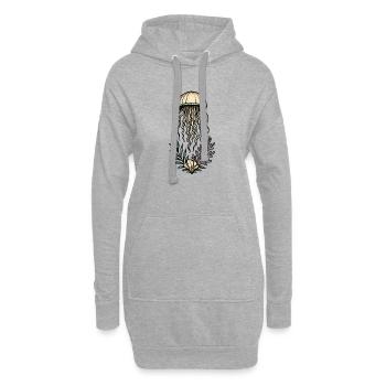 Tiefe See Jellyfish & Korallenkunst - Hoodie-Kleid - Grau meliert - Vorne