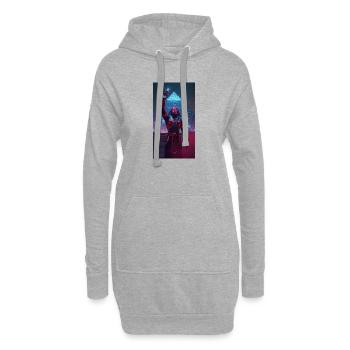 Pharaon en lumière néon - Sweat-shirt à capuche long Femme - gris chiné - Devant