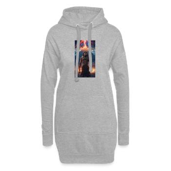 Donnerpharao vor der Pyramide - Hoodie-Kleid - Grau meliert - Vorne