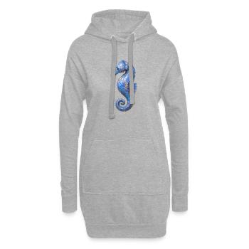 Seepferdchen Mosaik - Blaues Meeres-Design - Hoodie-Kleid - Grau meliert - Vorne